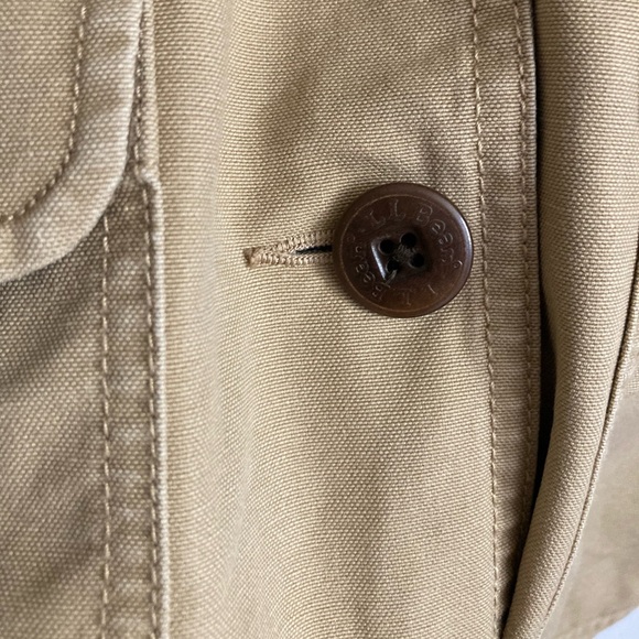 L.L. Bean VTG Women’s Lined Chore Barn Tan Khaki Jacket w Corduroy Trim, Sz L - Picture 7 of 14